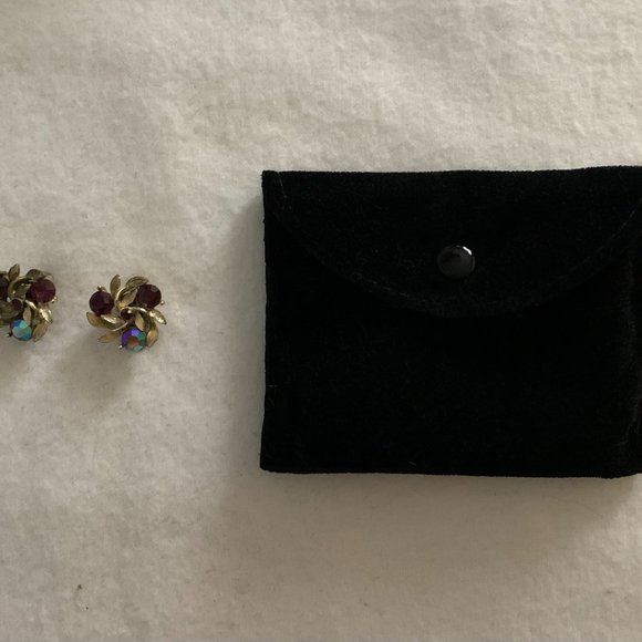 Vintage ‘Pinwheel Leaves” Clip  Dark Purply/Deep Blue Crystals - Picture 2 of 6